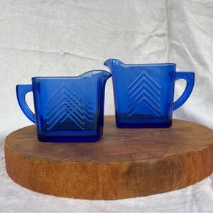 Hazel-Atlas Cobalt Blue Depression Glass Creamers (set of 2)